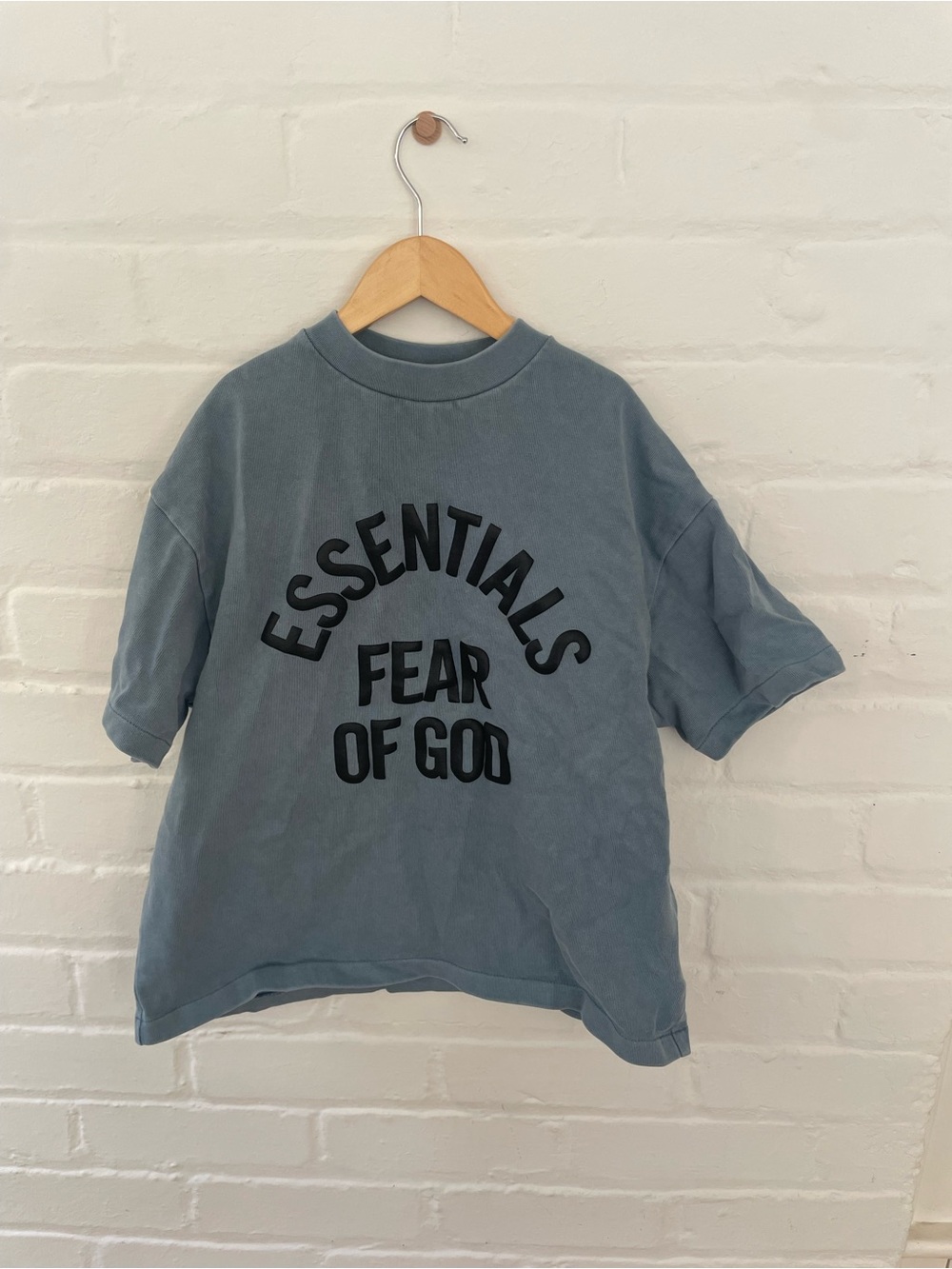 Fear of God Kids Short Sleeve Logo Tee in Dusty Blue